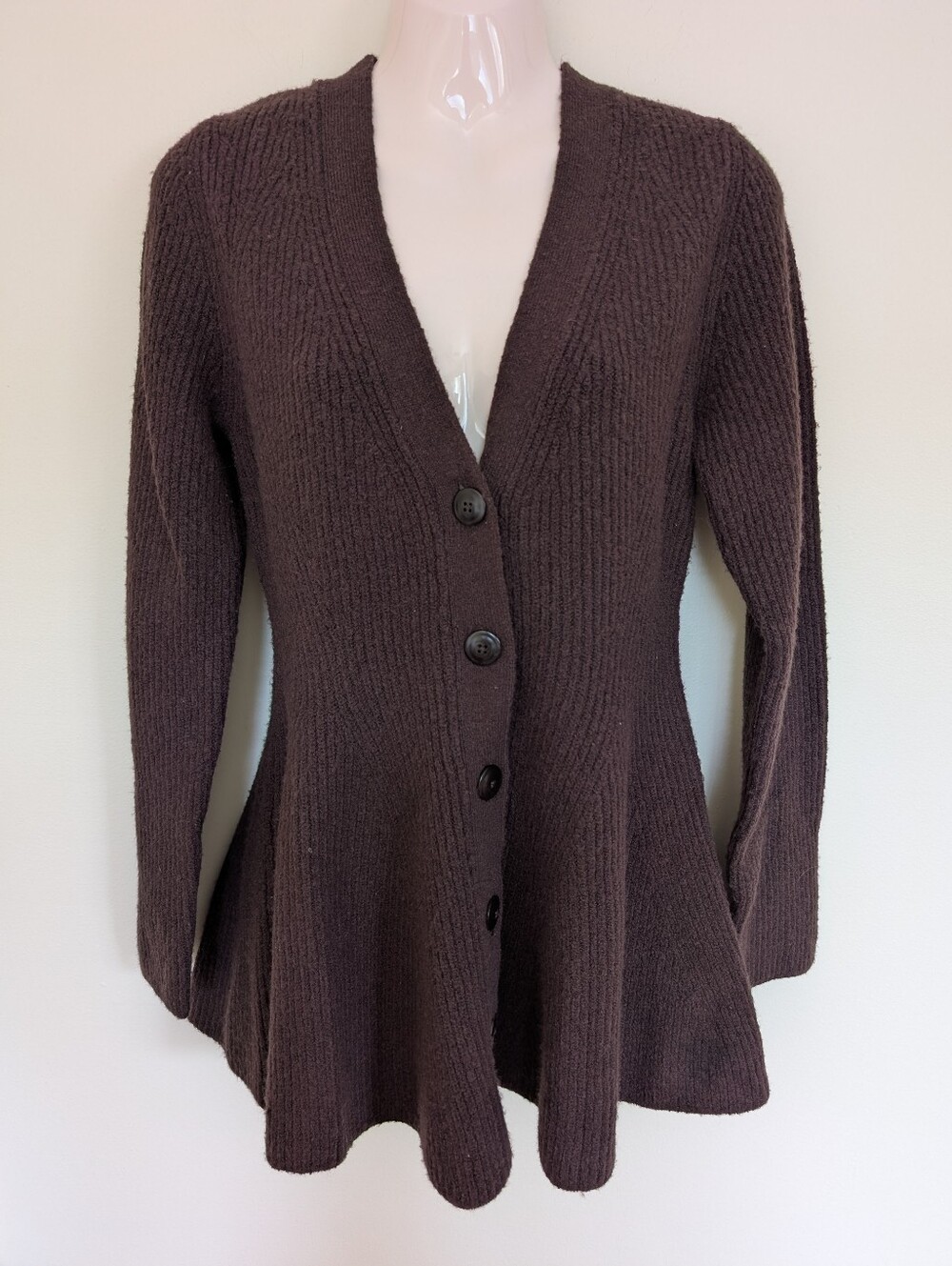 Anthropologie Maeve Hourglass Knit Cardigan Sweater Brown Medium - Picture 5 of 13